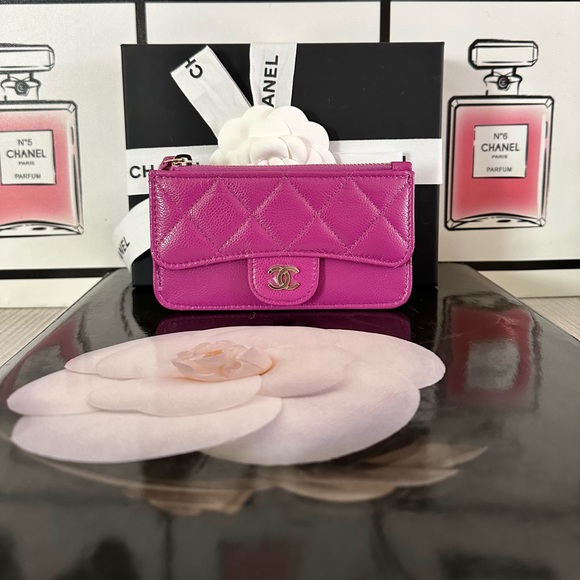 CHANEL Handbags - 🦄Chanel Flap Zip Card Holder purple🦄